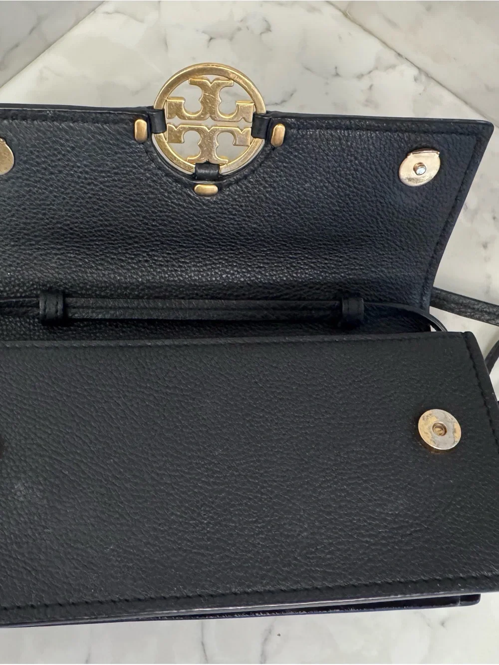Tory Burch Miller Wallet Crossbody with Gold Logo Accent